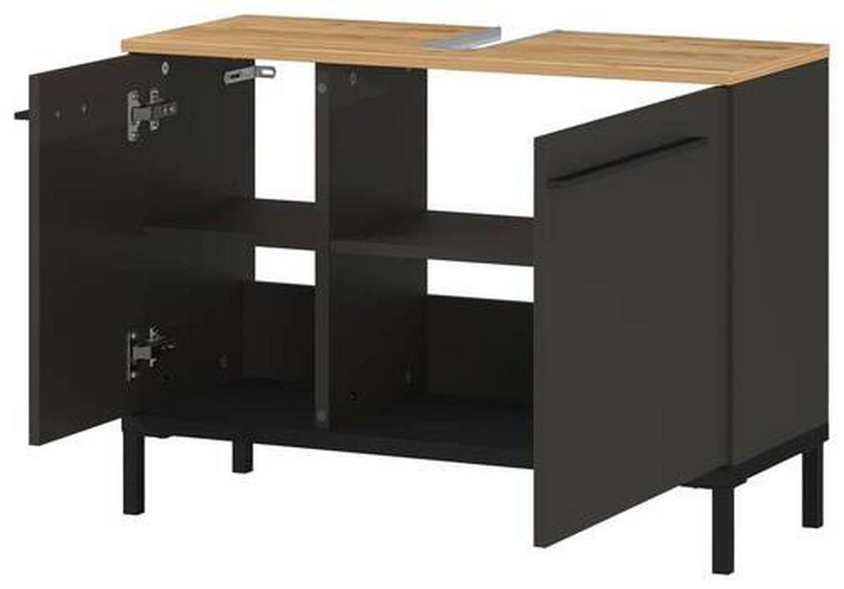 WASCHBECKENUNTERSCHRANK 80/59/34 cm  - Eichefarben/Graphitfarben, MODERN, Holzwerkstoff/Metall (80/59/34cm) - Xora