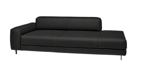 2,5-SITZER  in Echtleder Schwarz   - Anthrazit/Schwarz, Design, Leder/Metall (226/70/109cm) - Johann Jakob