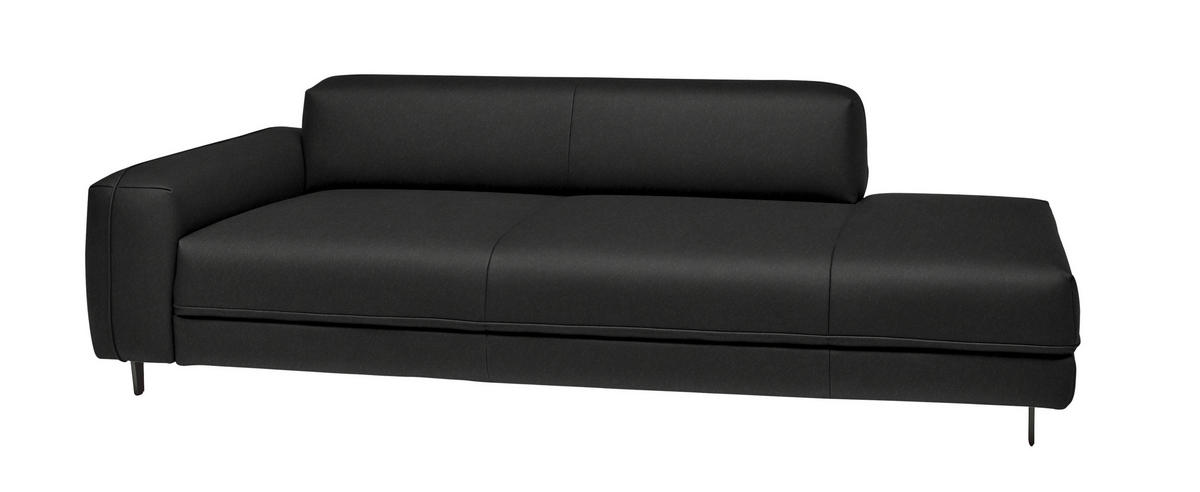 2,5-SITZER  in Echtleder Schwarz   - Anthrazit/Schwarz, Design, Leder/Metall (226/70/109cm) - Johann Jakob