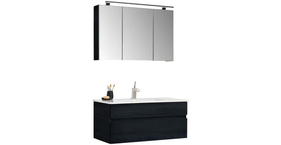 BADEZIMMER 3-teilig  in 102 cm  - Schwarz/Weiß, Design, Glas/Keramik (102cm) - Novel