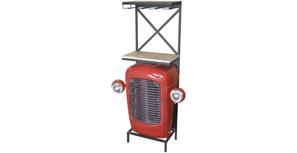BAR in Naturfarben, Rot, Schwarz - Rot/Schwarz, Trend, Holz/Metall (52/36/153cm) - Ambia Home