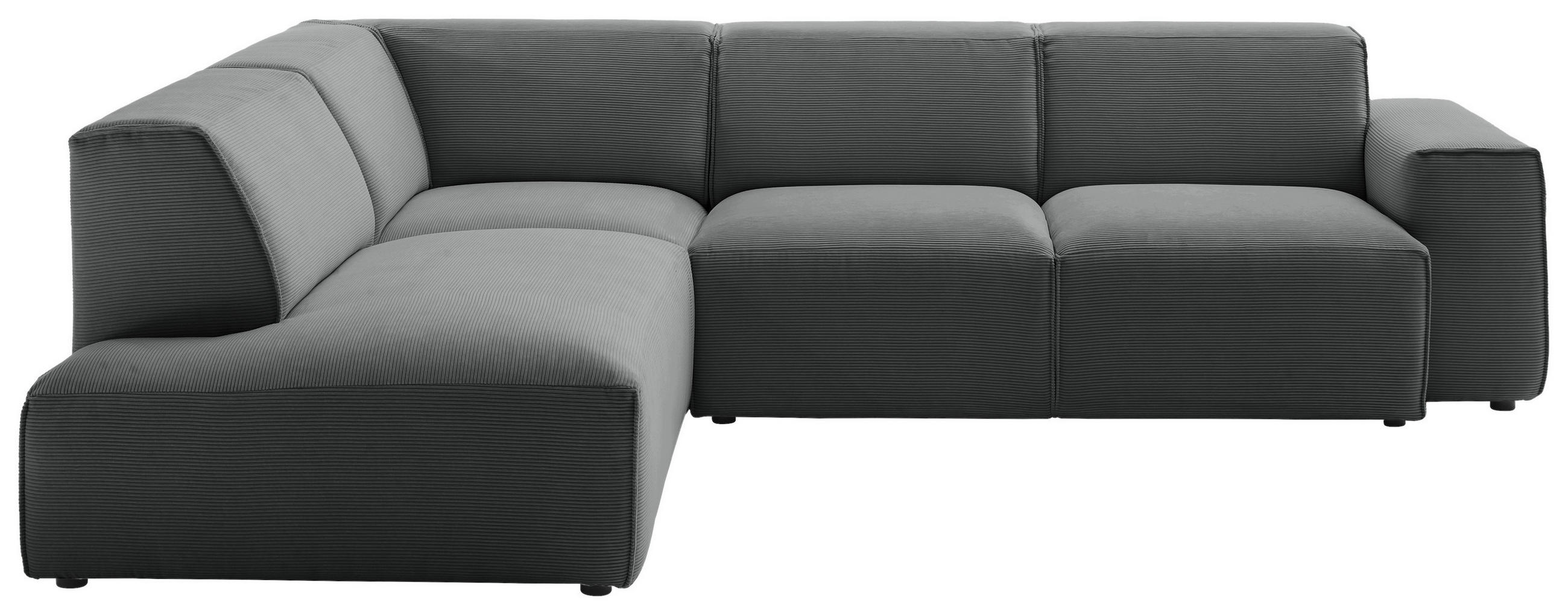 ECKSOFA in Cord Anthrazit  - Anthrazit/Schwarz, Design, Kunststoff/Textil (210/270cm) - Pure Home Lifestyle