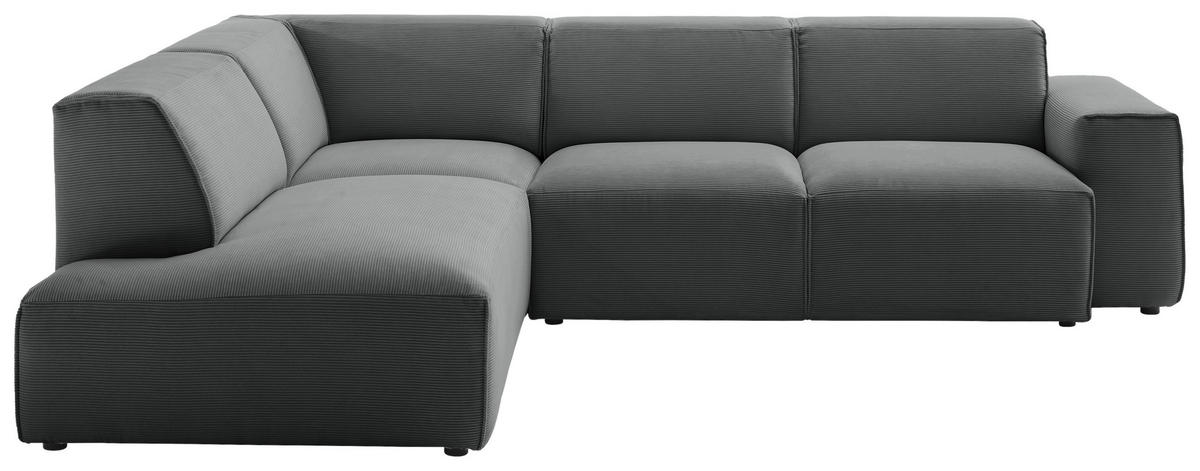 ECKSOFA in Cord Anthrazit  - Anthrazit/Schwarz, Design, Kunststoff/Textil (210/270cm) - Pure Home Lifestyle