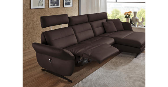 ECKSOFA in Echtleder Dunkelbraun  300/157 cm  - Dunkelbraun/Schwarz, Design, Leder/Metall (300/157cm) - Dieter Knoll