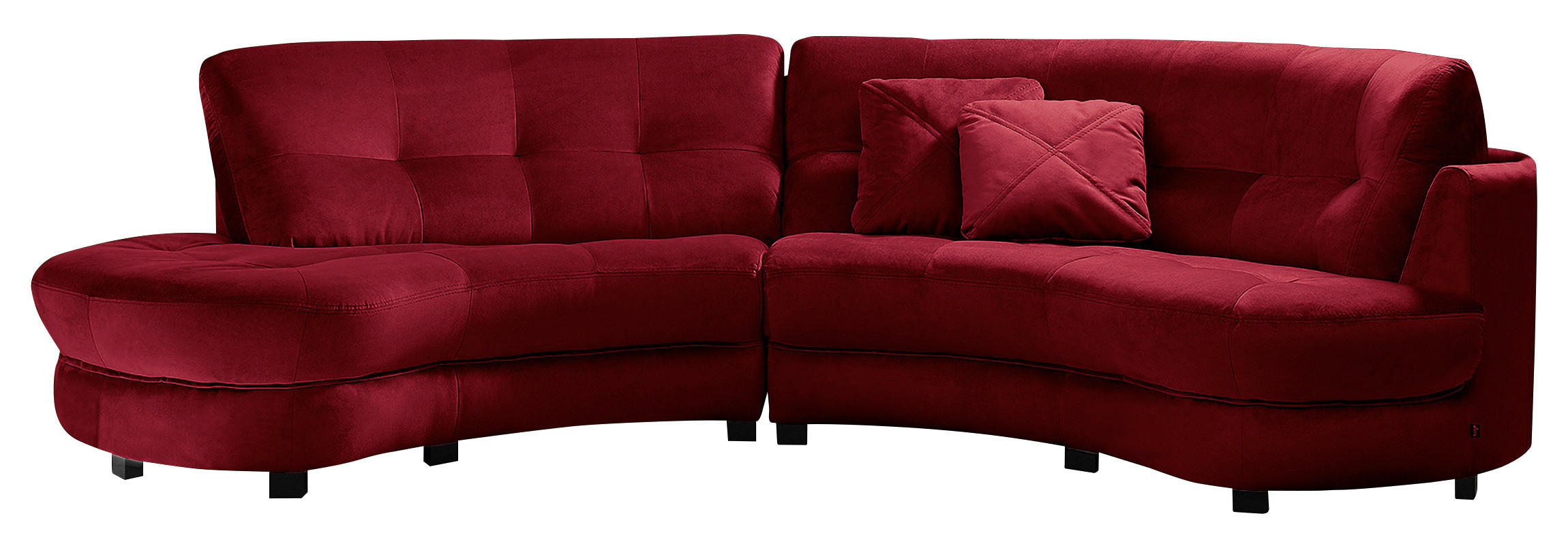 ECKSOFA in Samt Bordeaux  113/300 cm  - Bordeaux/Schwarz, Design, Kunststoff/Textil (113/300cm) - Livetastic