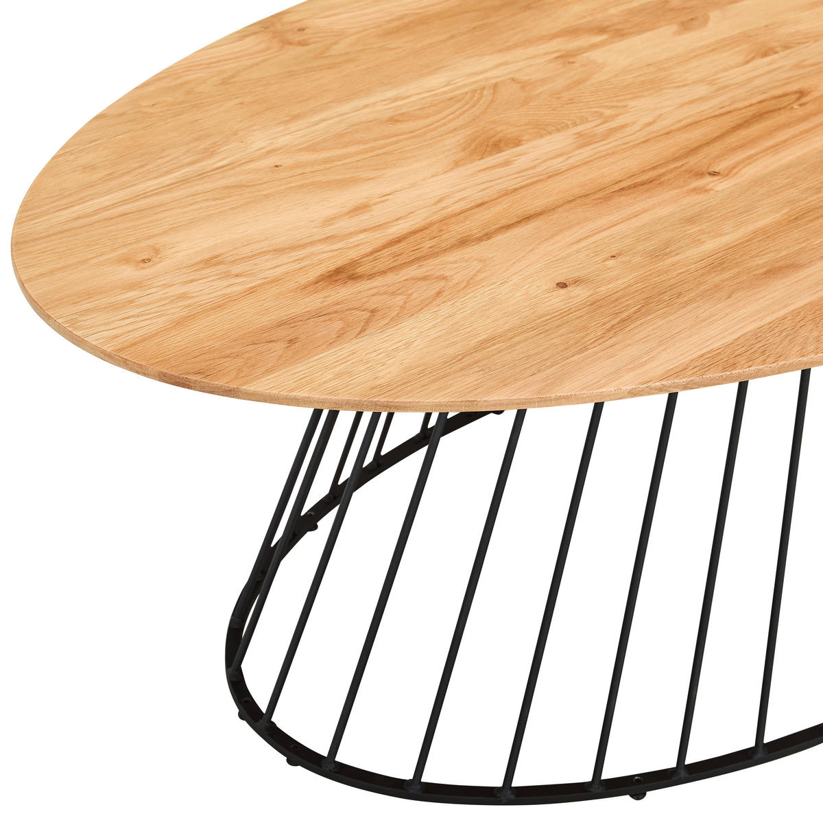 COUCHTISCH Eiche massiv oval Naturfarben, Schwarz  - Schwarz/Naturfarben, Design, Holz/Metall (120/40/65cm) - MID.YOU