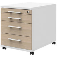 ROLLCONTAINER 43/54,4/60 cm  - Eichefarben/Weiß, Design, Holzwerkstoff/Kunststoff (43/54,4/60cm)