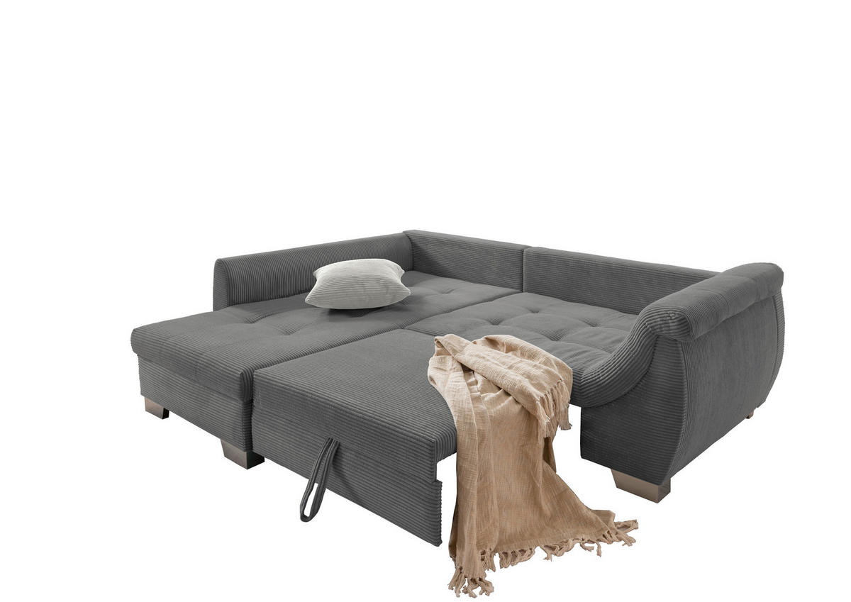KUTNA GARNITURA tekstil  siva   - srebrne boje/siva, Design, tekstil/drvo (190/250cm) - MID.YOU