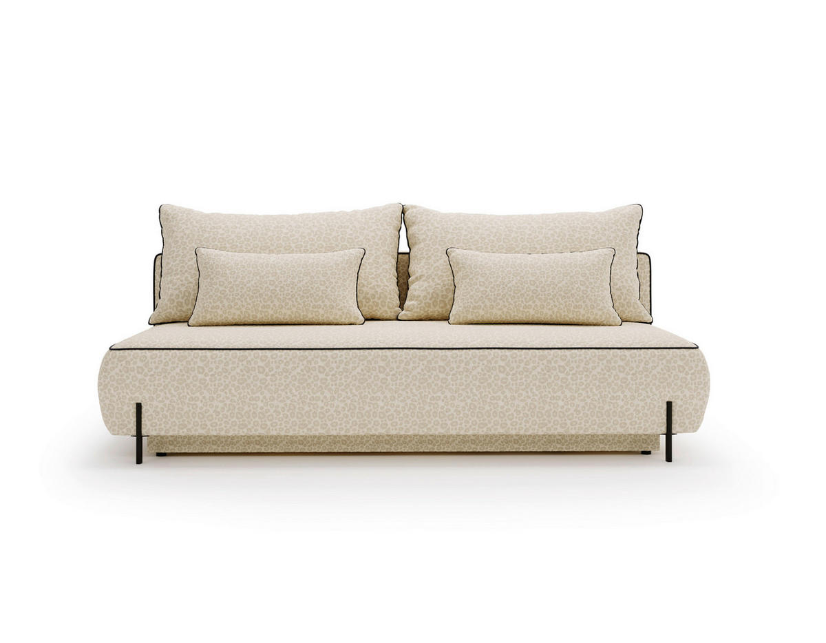 SCHLAFSOFA Jacquard Beige Stoffauswahl, Rücken echt  - Beige/Hellgrau, Design, Textil/Metall (212/90/95cm) - Livetastic