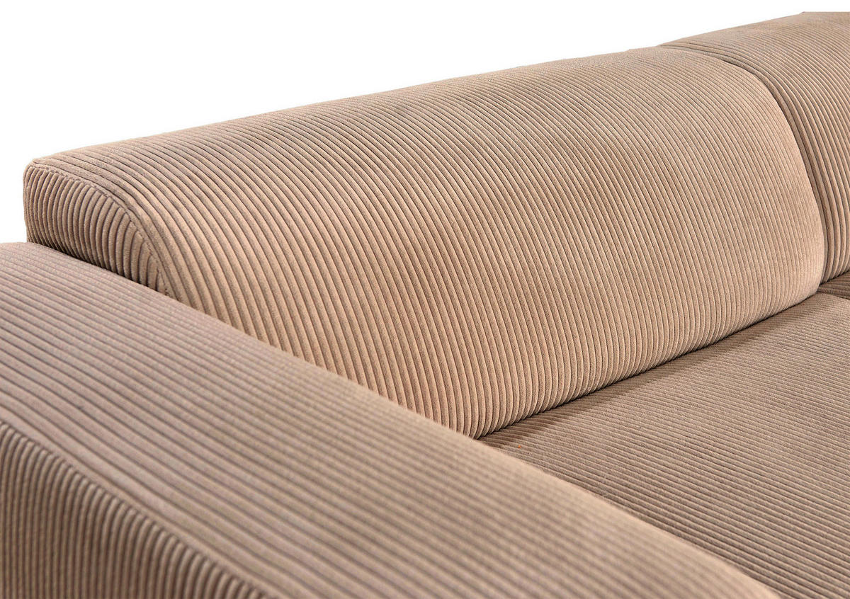 ECKSOFA BASMA Hellbraun Cord  - Hellbraun/Schwarz, Design, Kunststoff/Textil (175/298cm) - P & B