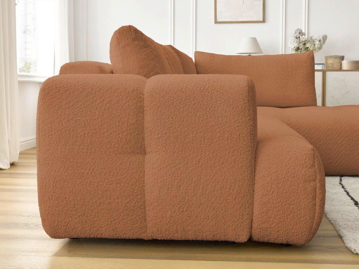 ECKSCHLAFSOFA EVEREST Bouclé Orange  inkl. Rückenkissen, Schlaffunktion  - Schwarz/Orange, MODERN, Kunststoff/Textil (282/204cm)