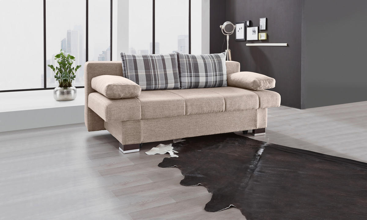 SCHLAFSOFA in Textil Beige  - Wengefarben/Beige, Konventionell, Holz/Textil (200/80/94cm) - Novel