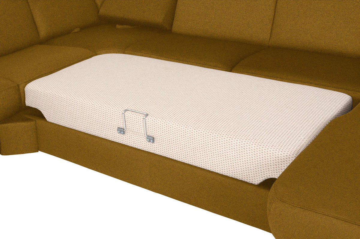 WOHNLANDSCHAFT Braun, Grün Flachgewebe  - Chromfarben/Braun, KONVENTIONELL, Textil/Metall (240/330/163cm) - Beldomo System