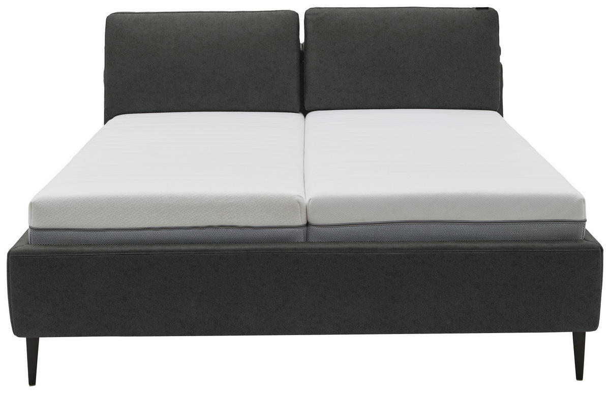 POLSTERBETT 160/200 cm  in Dunkelgrau  - Hellbraun/Dunkelgrau, Design, Holz/Textil (160/200cm) - Johann Jakob