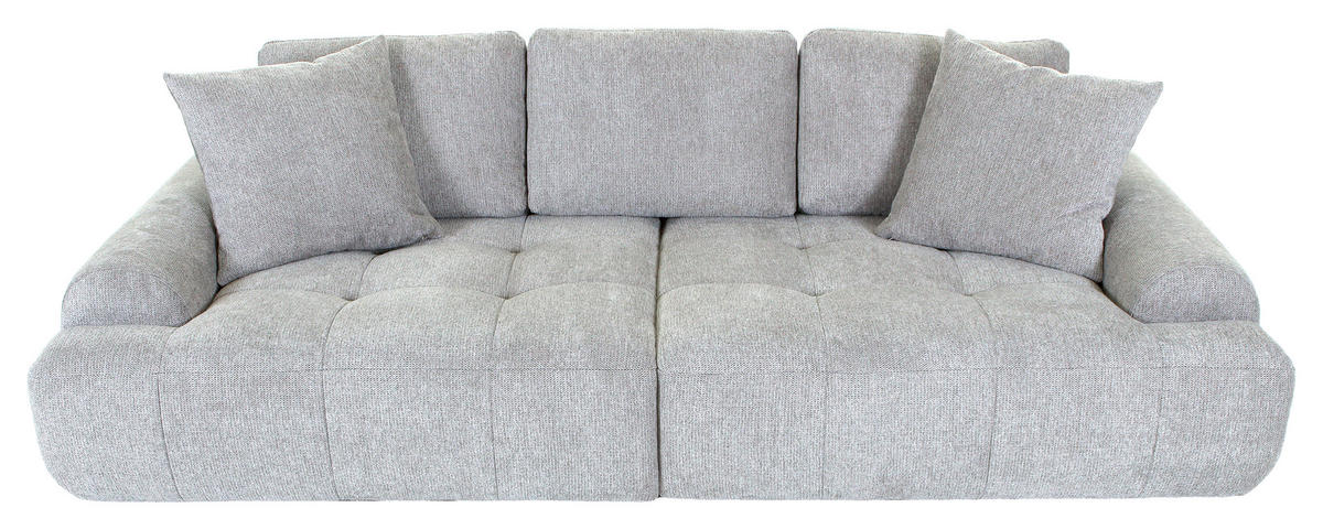 BIGSOFA Flachgewebe Grau  - Schwarz/Grau, KONVENTIONELL, Kunststoff/Textil (276/95/130cm) - Carryhome