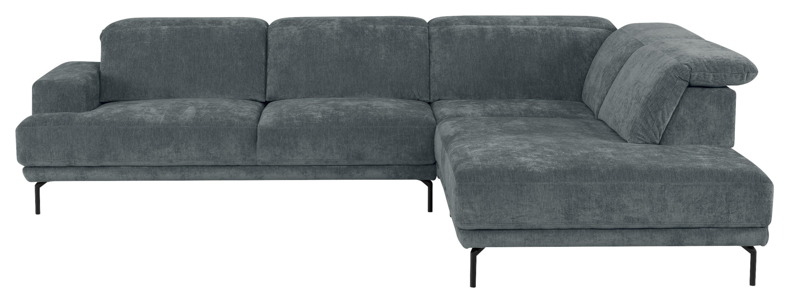 ECKSOFA Grau Chenille Kopfteilverstellung, Sitztiefenverstellung  - Schwarz/Grau, Design, Textil/Metall (307/243cm) - Xora