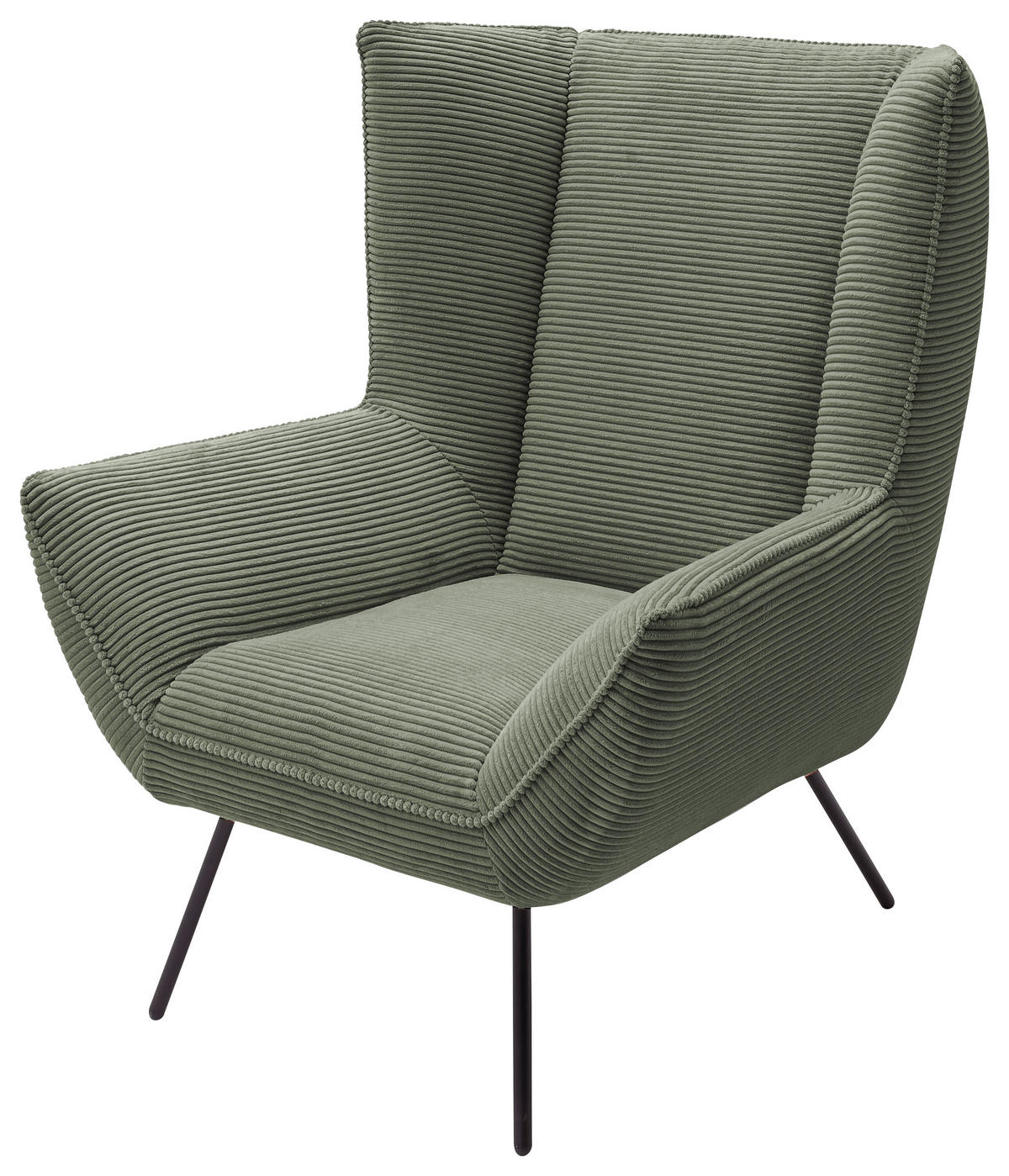 SESSEL in Cord Grün  - Schwarz/Grün, Design, Textil/Metall (90/112/94cm) - Pure Home Lifestyle