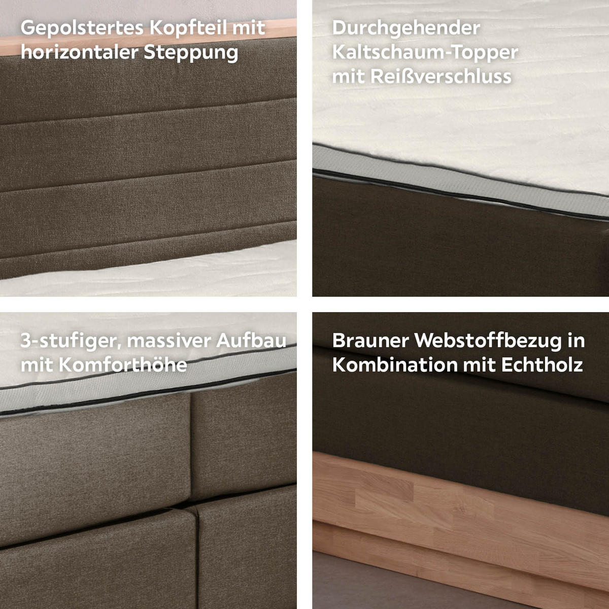 BOXSPRINGBETT 160/200 cm  in Braun, Eichefarben  - Eichefarben/Schwarz, MODERN, Holz/Kunststoff (160/200cm) - MID.YOU