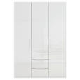 DREHTÜRENSCHRANK 151/235/61 cm,  in Weiß, 3-türig  - Weiß, Basics, Glas/Holzwerkstoff (151/235/61cm) - Novel