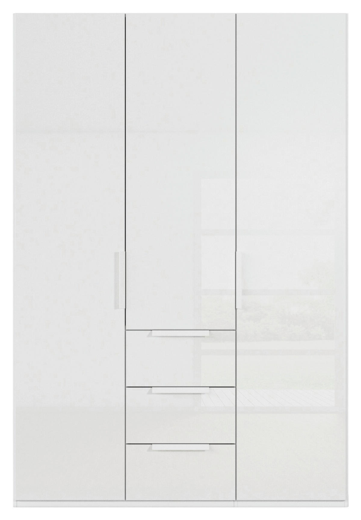 DREHTÜRENSCHRANK 151/223/61 cm,  in Weiß, 3-türig  - Weiß, Basics, Glas/Holzwerkstoff (151/223/61cm) - Novel