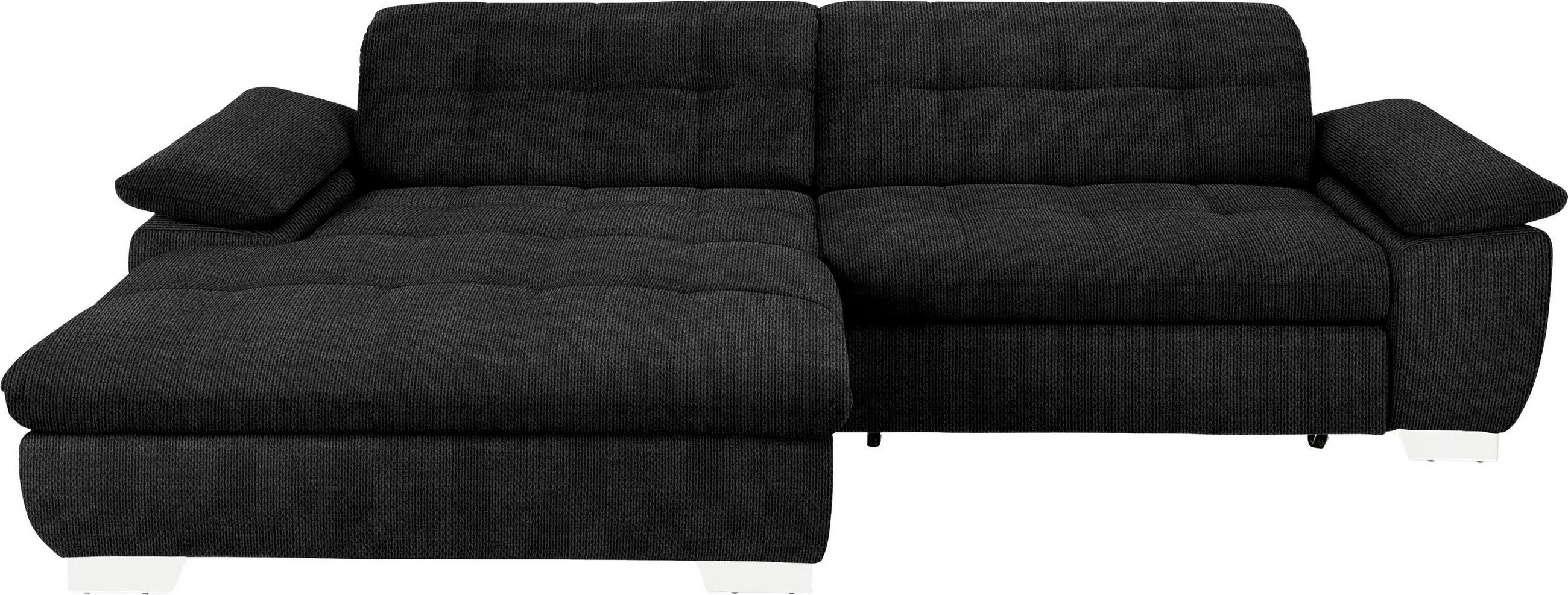 ECKSOFA in Mikrofaser Graphitfarben  - Chromfarben/Graphitfarben, Design, Textil/Metall (180/265cm) - Carryhome