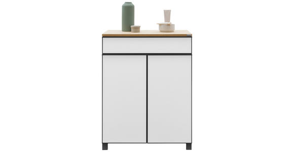 SCHUHSCHRANK furniert Anthrazit, Weiß, Eichefarben  - Eichefarben/Anthrazit, Design, Glas/Holzwerkstoff (84/108/37cm) - Dieter Knoll