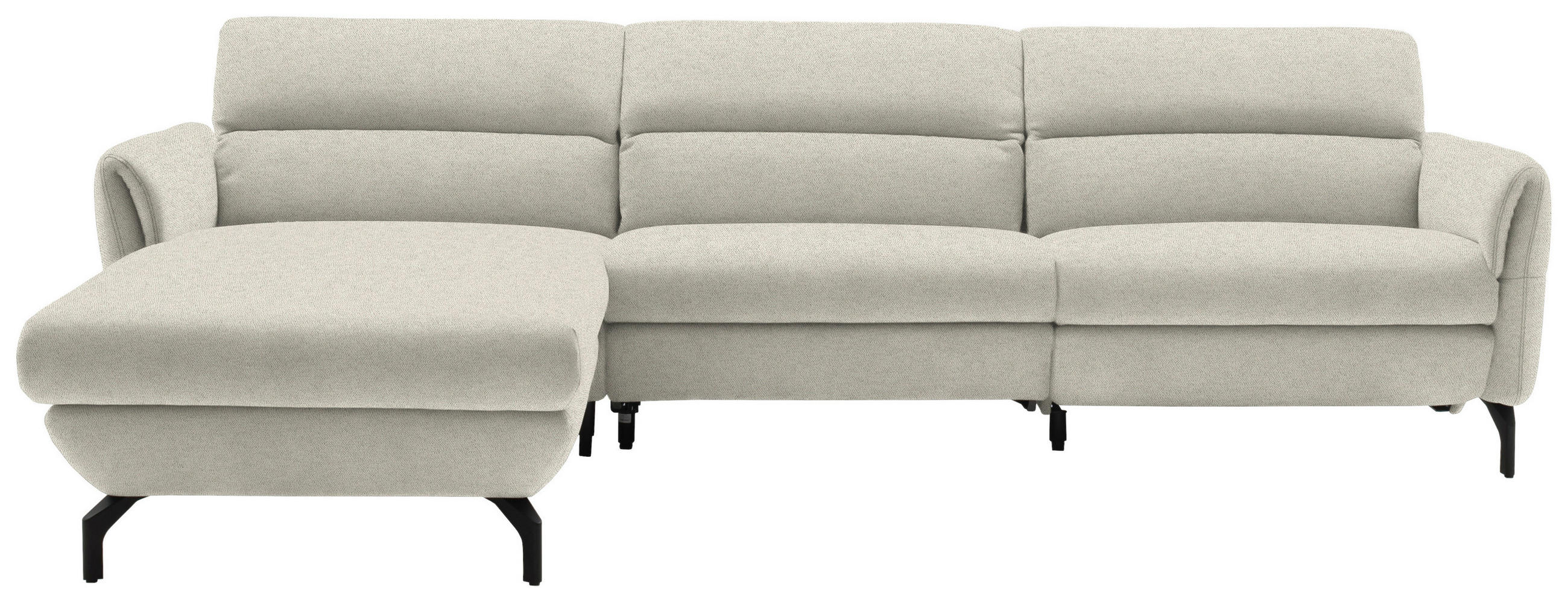 ECKSOFA Creme Chenille  - Creme/Schwarz, Design, Textil/Metall (187/299cm) - Schöner Wohnen