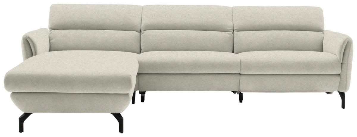ECKSOFA Creme Chenille  - Creme/Schwarz, Design, Textil/Metall (187/299cm) - Schöner Wohnen