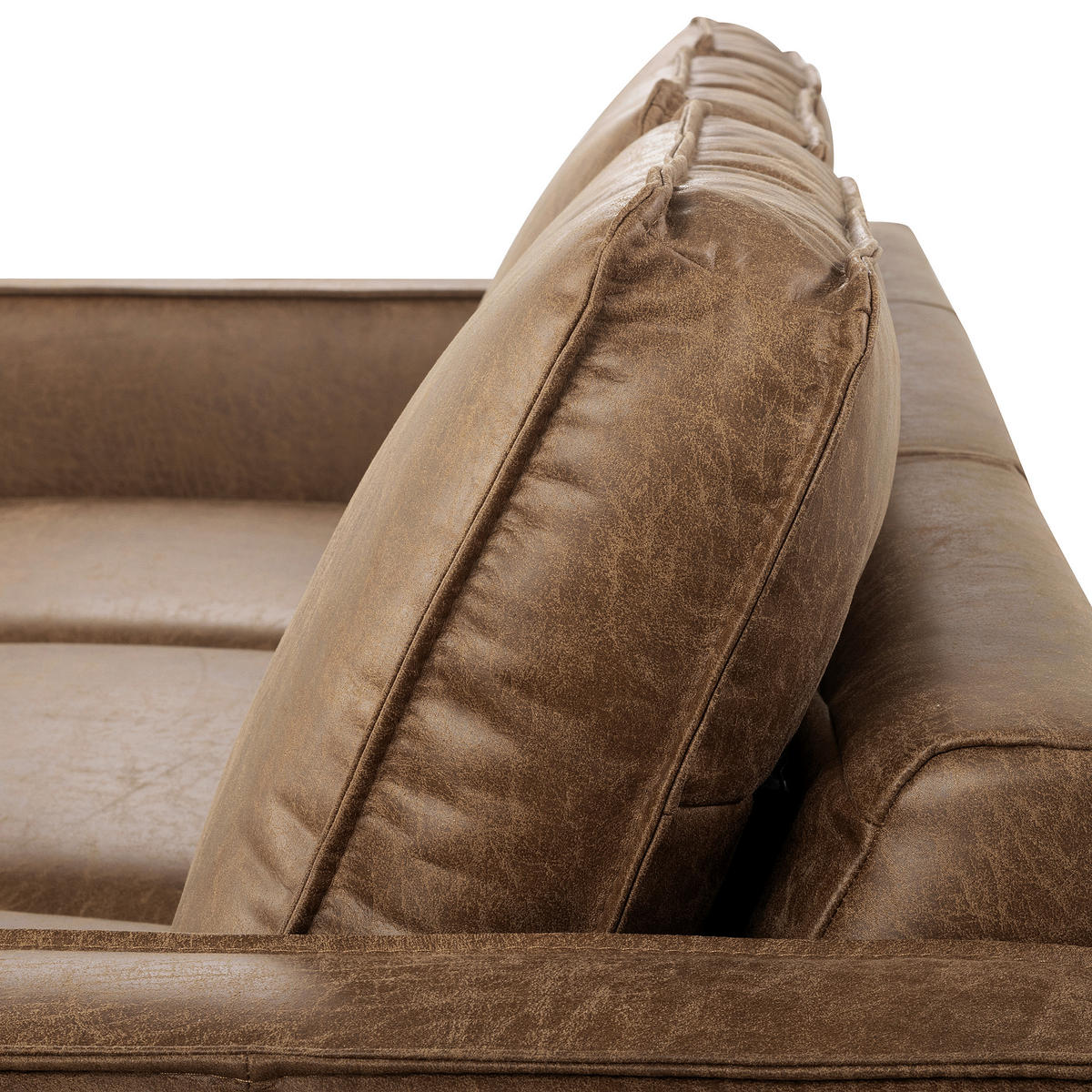 ECKSOFA Braun Echtleder Lederlook Bettkasten, Schlaffunktion, Rücken echt  - Schwarz/Braun, Design, Leder/Textil (166/238cm) - Livetastic