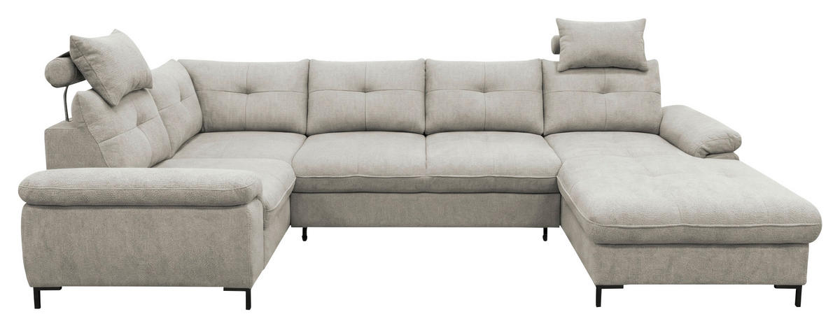 WOHNLANDSCHAFT SOLEI U in Chenille Grau  - Schwarz/Grau, Design, Kunststoff/Textil (184/334/188cm) - MID.YOU