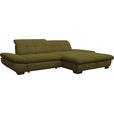ECKSOFA in Mikrofaser Grün 290/198 cm - Schwarz/Grün, Design, Textil/Metall (290/198cm) - Xora