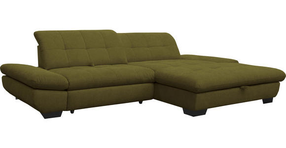 ECKSOFA in Mikrofaser Grün 290/198 cm - Schwarz/Grün, Design, Textil/Metall (290/198cm) - Xora