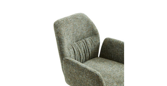ARMLEHNSTUHL  Sitzfläche 360° drehbar, automatische Rückholfunktion Leinenoptik  - Schwarz/Grün, Design, Textil/Metall (62/89/63cm) - Dieter Knoll
