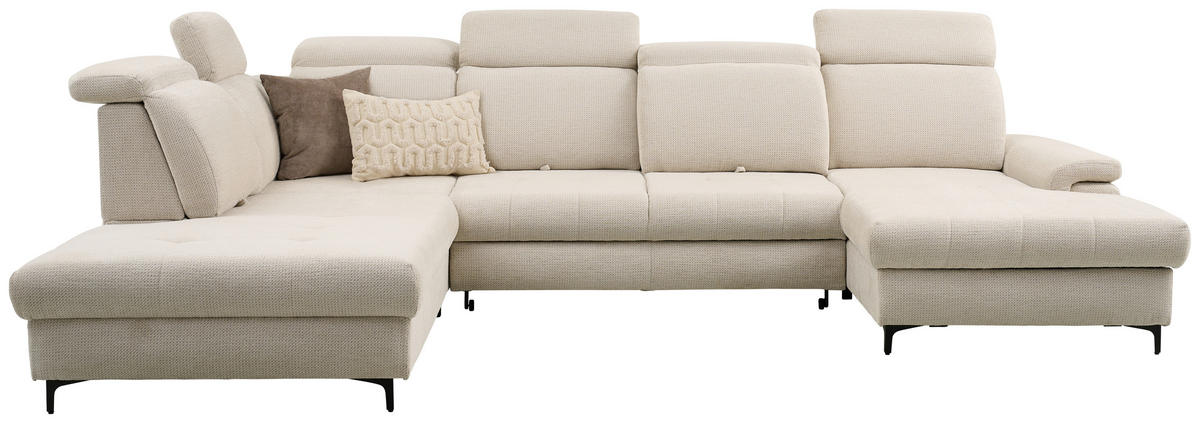 WOHNLANDSCHAFT in Struktur Beige  - Beige, Design, Textil/Metall (270/364/190cm) - Stylife