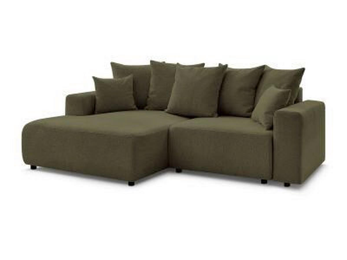 ECKSOFA Ottomane links  ATILLA Grün Flachgewebe  - Schwarz/Grün, MODERN, Kunststoff/Textil (149/244cm)
