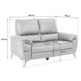 2-SITZER-SOFA Lederlook, Mikrofaser Grau  - Schwarz/Grau, KONVENTIONELL, Textil/Metall (160/102/96cm) - Carryhome