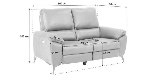 2-SITZER-SOFA Lederlook, Mikrofaser Grau  - Schwarz/Grau, KONVENTIONELL, Textil/Metall (160/102/96cm) - Carryhome