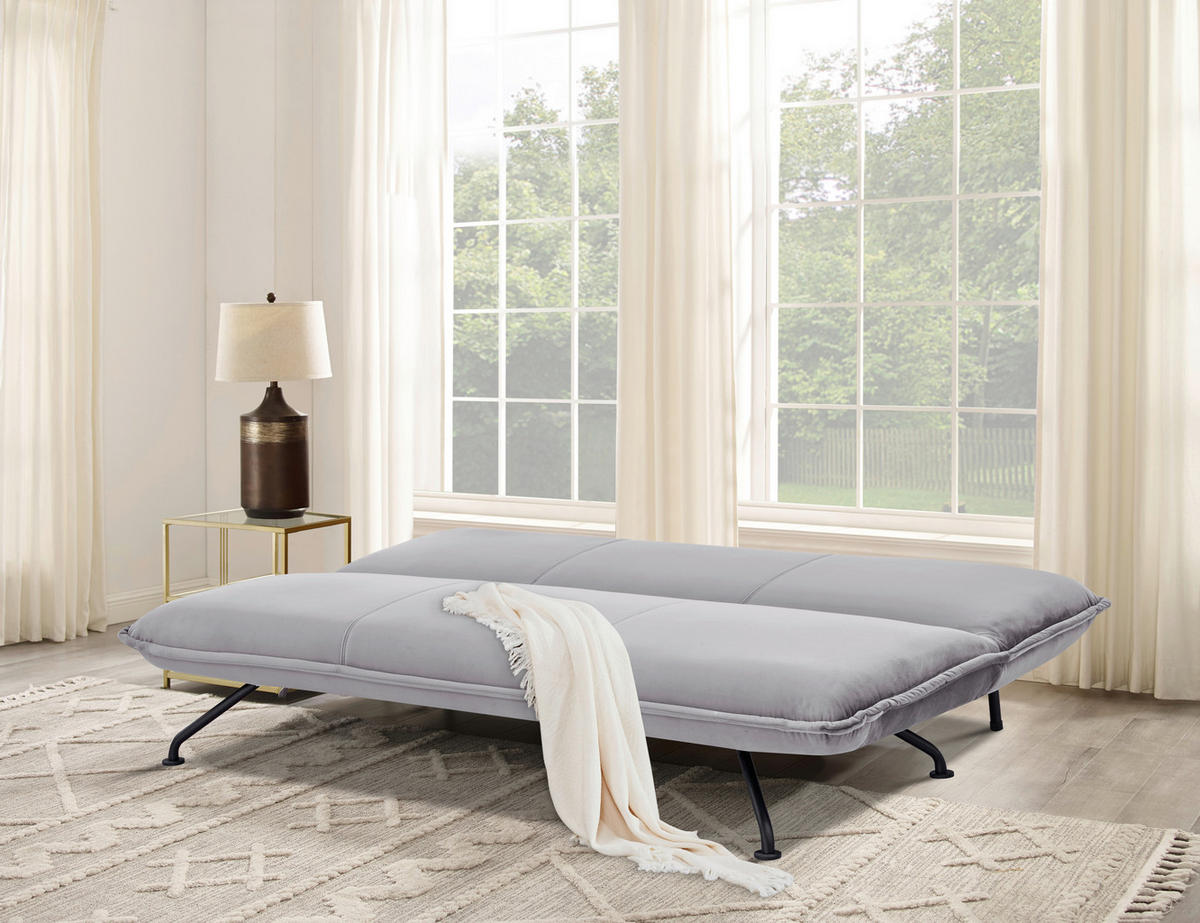 SCHLAFSOFA in Velours Grau  - Schwarz/Grau, MODERN, Textil/Metall (190/75/89cm) - MID.YOU