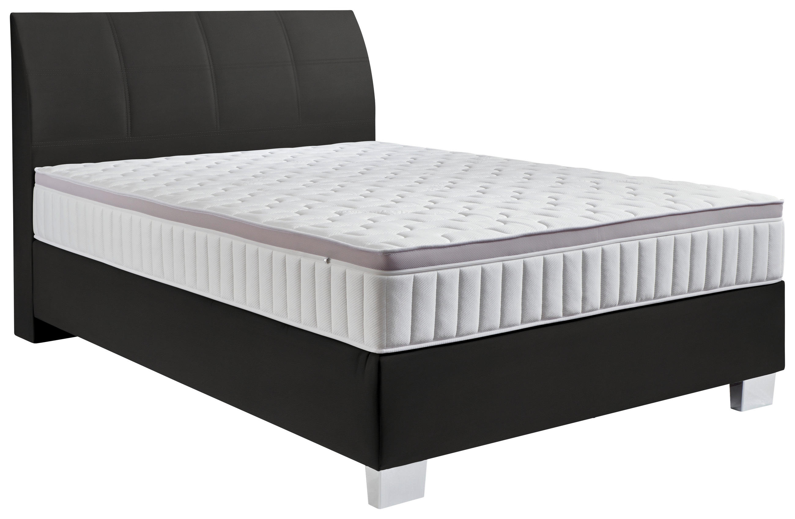BOXSPRINGBETT 140/200 cm  in Schwarz  - Chromfarben/Schwarz, KONVENTIONELL, Kunststoff/Textil (140/200cm) - Hom`in