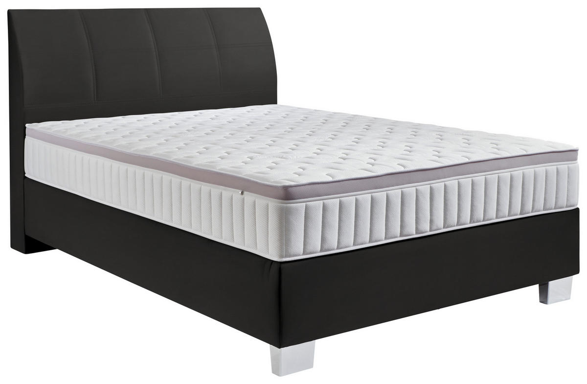 BOXSPRINGBETT 140/200 cm  in Schwarz  - Chromfarben/Schwarz, Konventionell, Kunststoff/Textil (140/200cm) - Hom`in