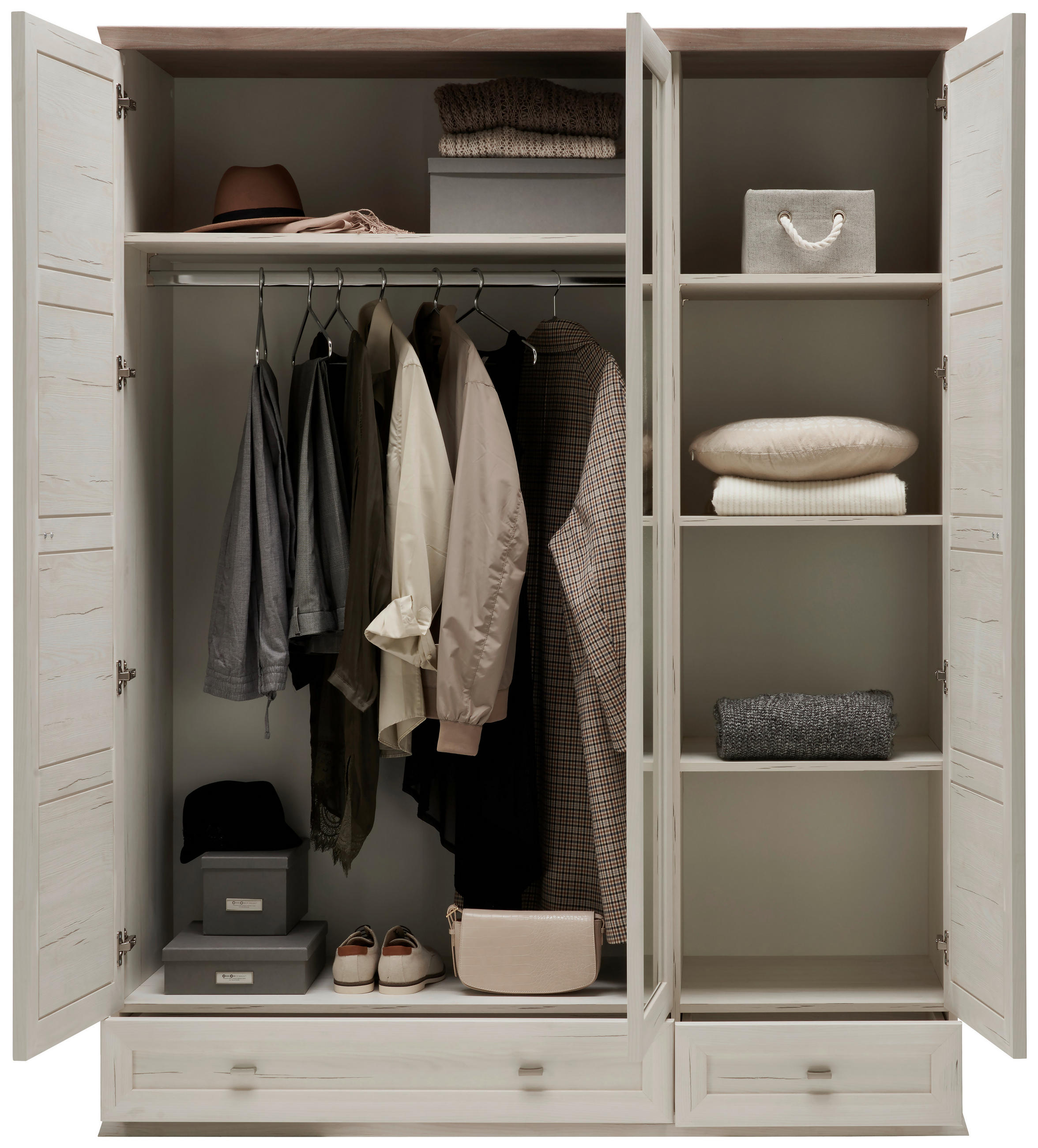 DULAP PENTRU HOL 154/196,7/60,5 cm  - culoare nichel/gri deschis, Lifestyle, sticlă/metal (154/196,7/60,5cm) - Hom`in
