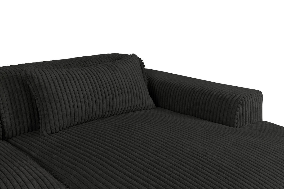ECKSOFA BILLUND Schwarz Cord Nierenkissen  - Schwarz, KONVENTIONELL, Kunststoff/Textil (294/165cm) - Livetastic