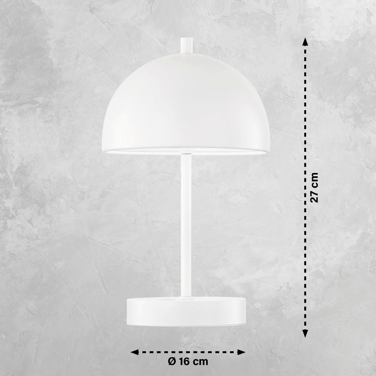 AKKU-TISCHLEUCHTE Kia 16/27 cm   - Weiß, Design, Metall (16/27cm) - Schöner Wohnen
