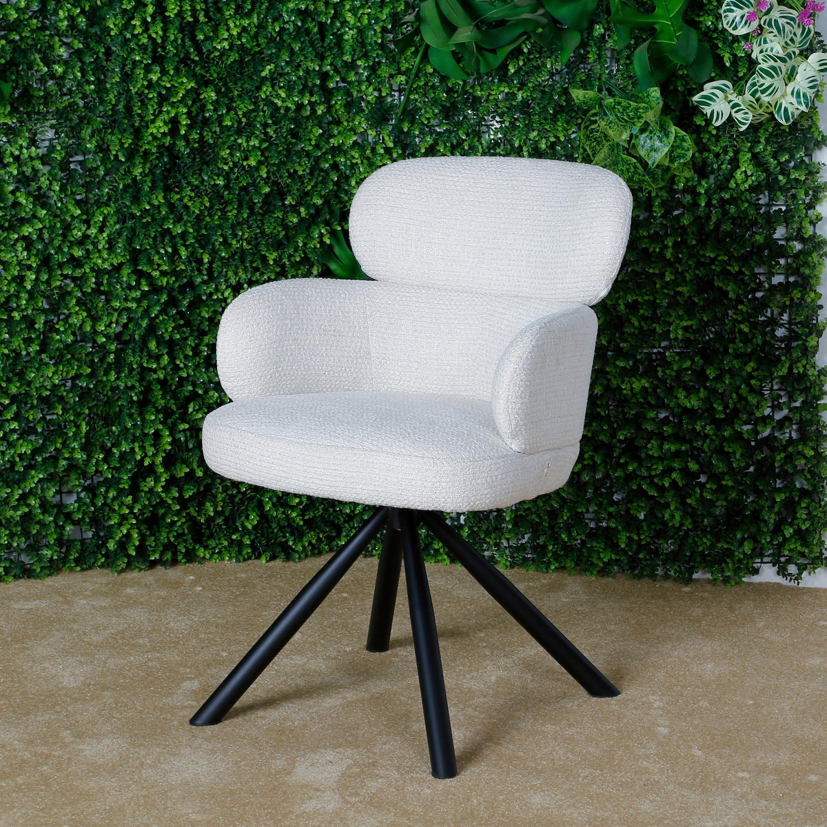 ARMLEHNSTUHL  in Eisen Webstoff  - Beige/Schwarz, MODERN, Textil/Metall (60/84/64cm) - MID.YOU