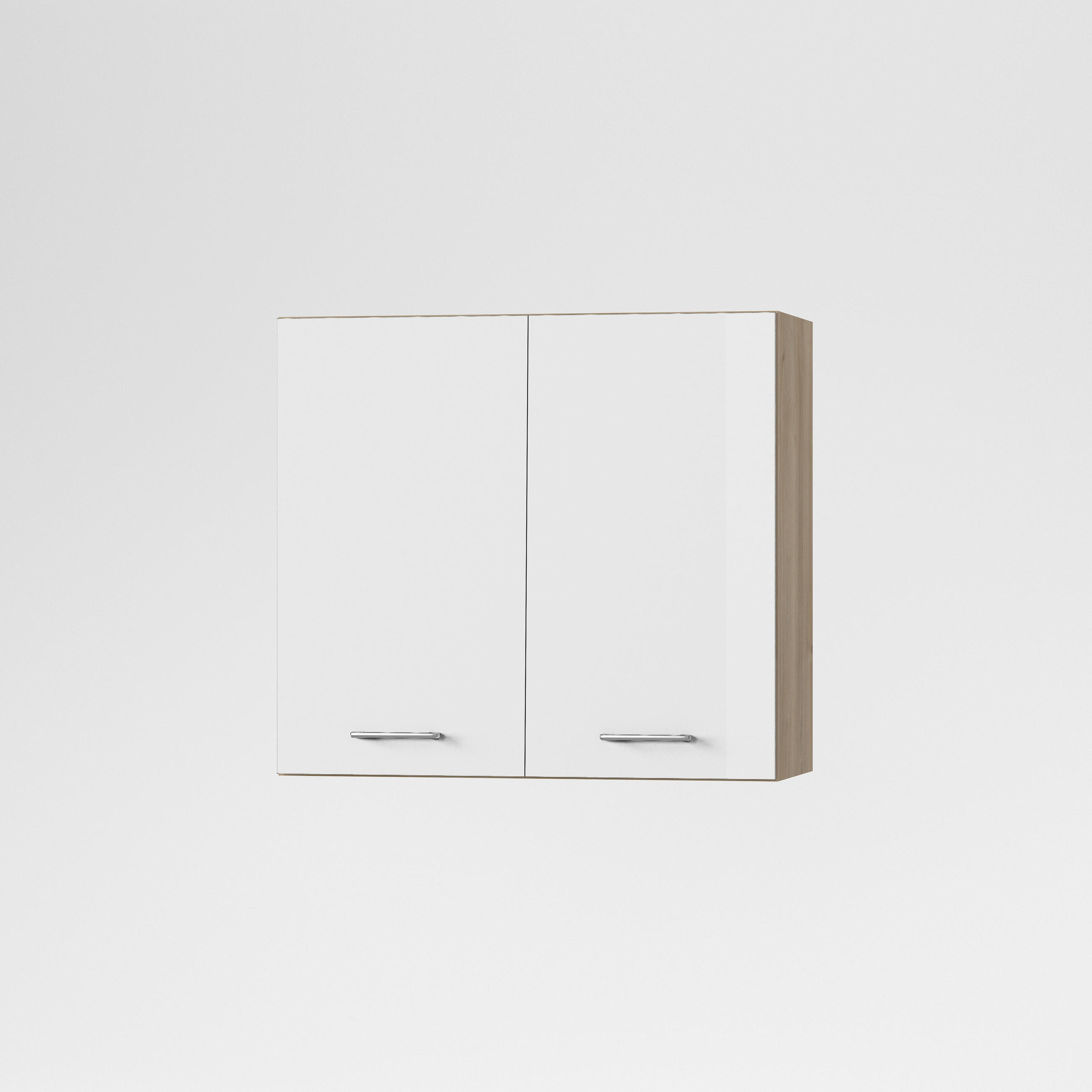 KONYHAI FALISZEKRÉNY - tölgyfa színű/magasfényű fehér, Basics, fa/fém (80/72/33cm) - Carryhome