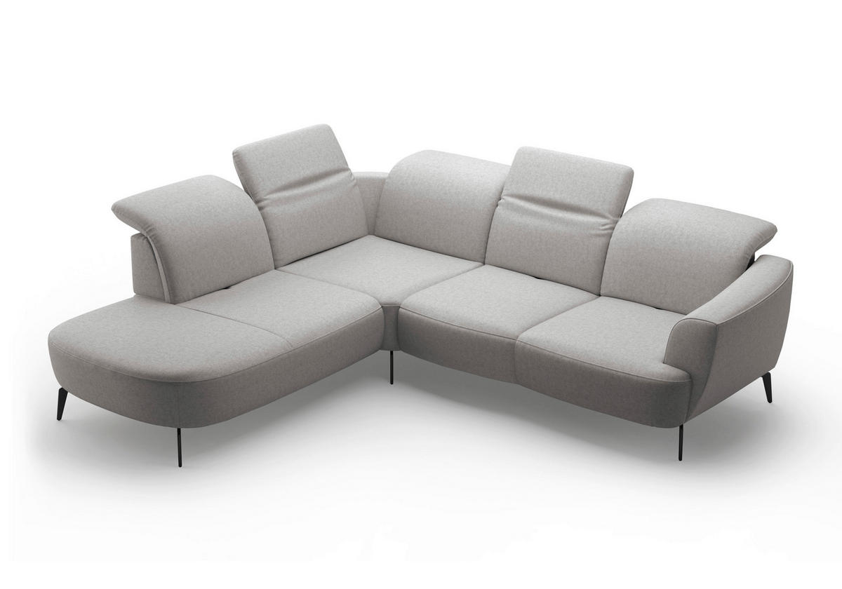 ECKSOFA in Flachgewebe Hellgrau  267/300 cm  - Hellgrau/Schwarz, KONVENTIONELL, Textil/Metall (267/300cm) - Sit & More