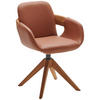 ARMLEHNSTUHL  Lederauswahl, Stoffauswahl, Typenauswahl, Sitzfläche 360° drehbar, automatische Rückholfunktion  Echtleder  - Eichefarben/Cognac, Natur, Leder/Holz (60/86/60cm) - Valnatura