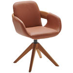 ARMLEHNSTUHL  Lederauswahl, Stoffauswahl, Typenauswahl, Sitzfläche 360° drehbar, automatische Rückholfunktion  Echtleder  - Eichefarben/Cognac, Natur, Leder/Holz (60/86/60cm) - Valnatura