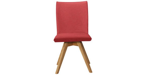 STUHL Lederlook, Mikrofaser Rot, Eichefarben Wildeiche massiv  - Eichefarben/Rot, KONVENTIONELL, Holz/Textil (60/91/61cm) - Moderano