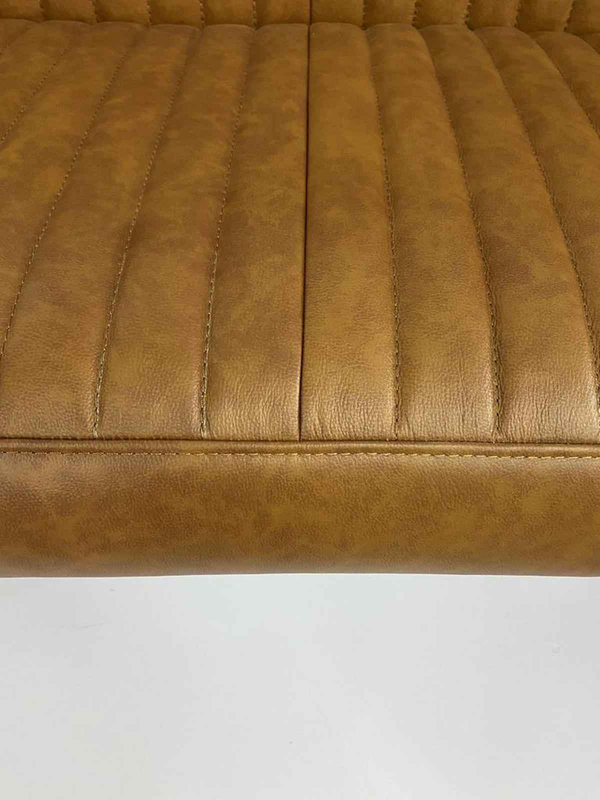 SITZBANK in Metall, Leder Schwarz, Cognac  - Cognac/Schwarz, Design, Leder/Metall (170/92/63cm) - Ambia Home